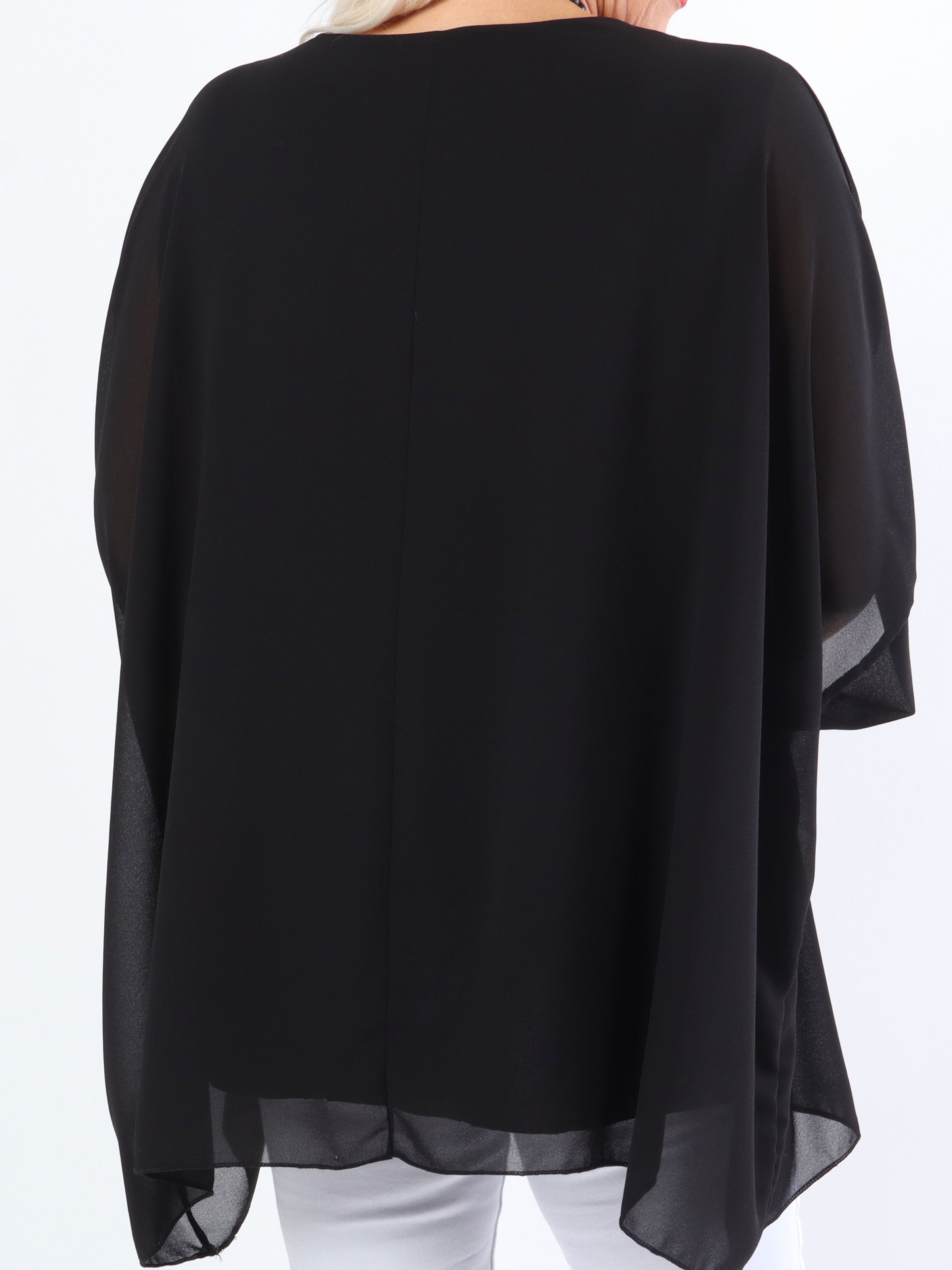 Patty - Sød plus size tunika med chiffonlag yderst